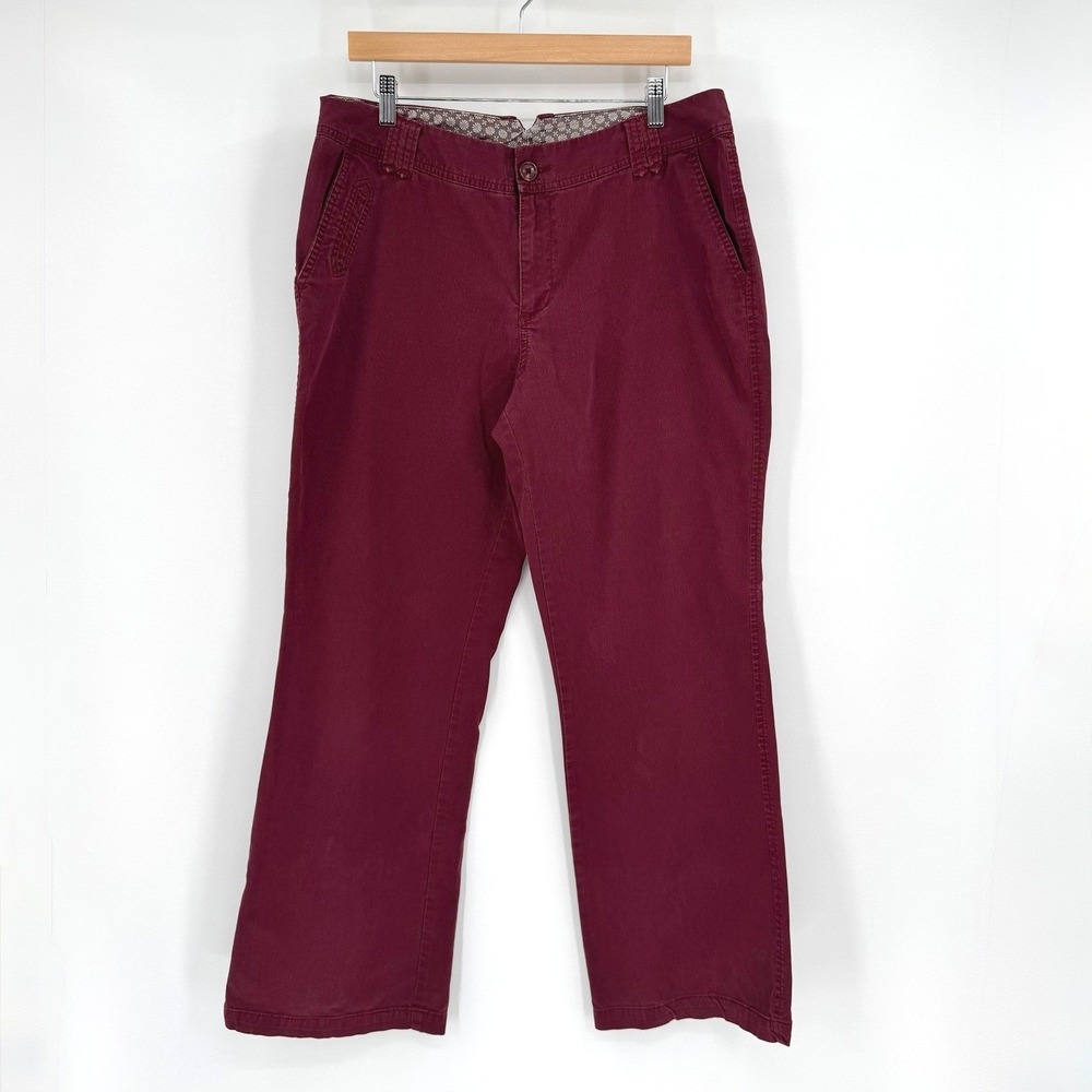 St. Johns Bay Cranberry Red Mid-Rise Straight Leg Pants Women's Sz 14